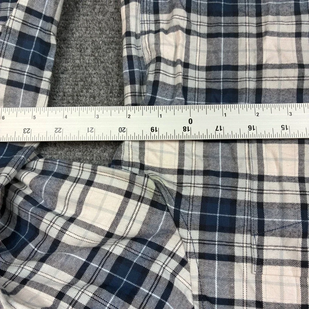 Banana Republic Mens Luxe Flannel Shirt Navy Blue Plaid Untucked Slim Fit Medium